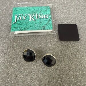 Mine Finds by Jay King Black Onyx Faceted Frame Stud Earrings New